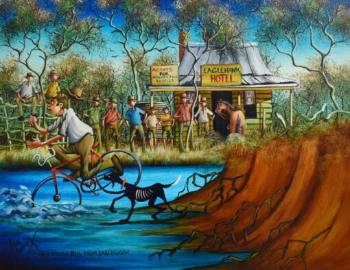 morpeth art gallery, hunter valley, newcastle, nsw, investment art, fine art, original, artwork, collector, investment, artist, oil, watercolour, story teller, australiana, yesteryear, the old days, icon, yarns, australian iconic artist, board, stretched canvas, watercolours, watercolour, cobb and co, bradford exchange, waltzing matilda, gold medallions, gold coins, limited edition, retrospective, australian art gifts, nostalgia, max mannix, it was mulga bill from eaglehawk