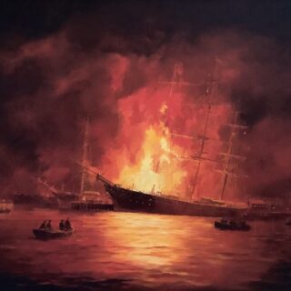 morpeth art gallery, hunter valley, newcastle, nsw, investment art, fine art, original, artwork, collector, investment, artist, oil, watercolour, nautical, seascape, hmas cerebus, cerberus, stamp, australia post,barque, james craig, clippers, clipper, tea clipper, tea clippers,sir hubery wilkins. fritz, royal arts society, australian institute of history and art, society of marine artists, cape horn, james baines, ss loongana, ship, gladbrook, patrianc, sophocles, first fleet, port Jackson, leander, taeping, schooner, thermopylae, cutty sark, royal arts society, marine, navy, australian navy, royal, australian art gifts