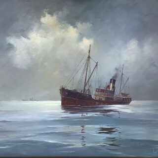 North Sea Fishing Steamer On the Banks