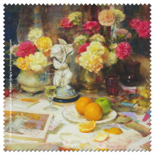 John McCartin - Carnations with Cherub Microfibre Cloth